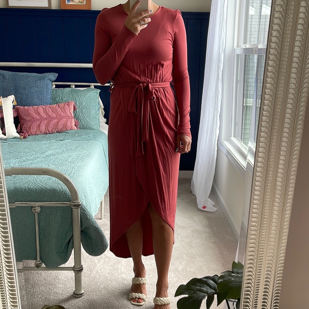 Pinkblush small long sleeve wrap dress